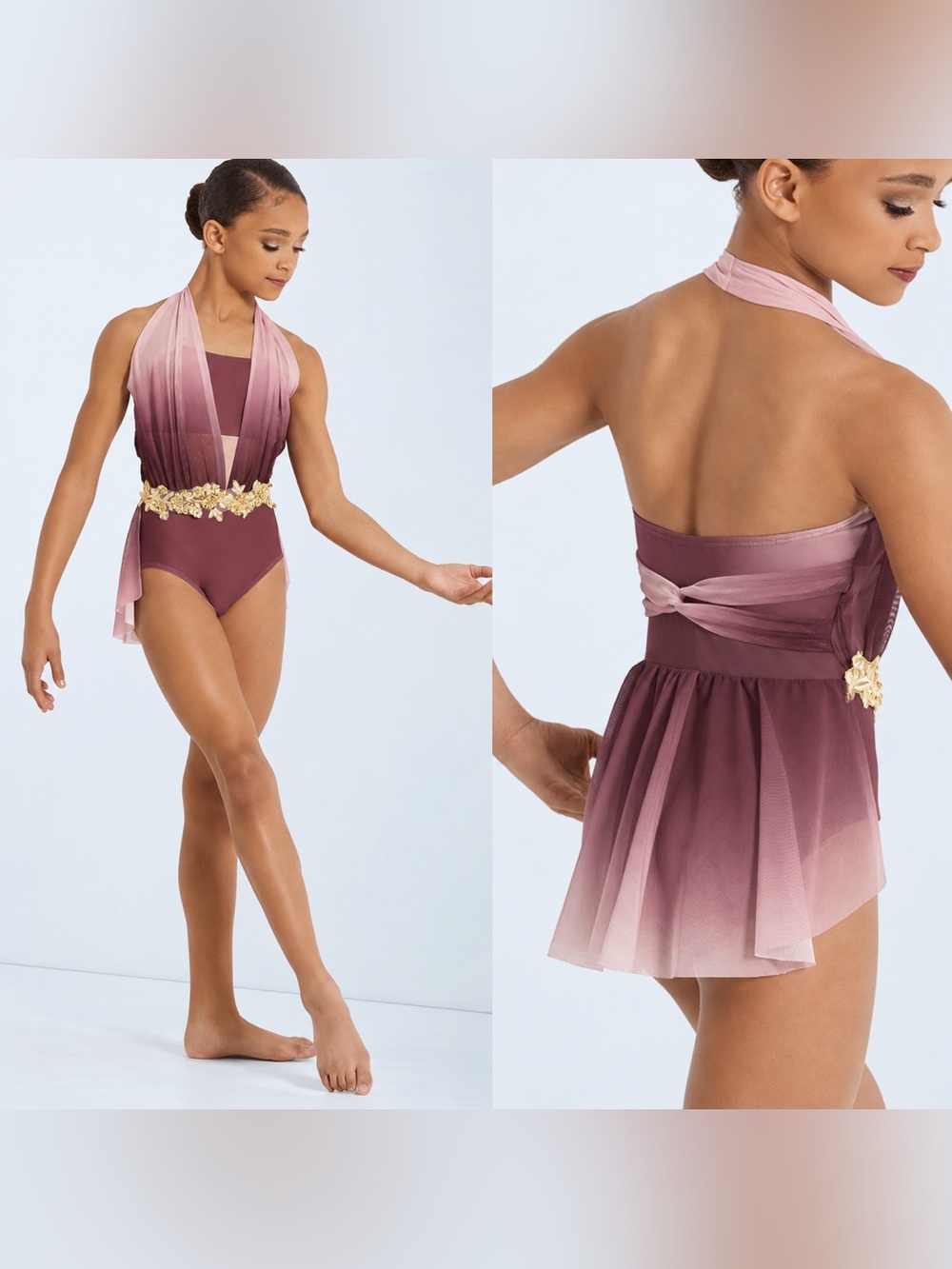 WEISSMAN elite Dance Costume pink mauve Lifelines PL11371 lyrical MC 10/12